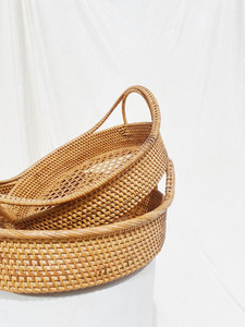 Venta caliente Juego de 2 cestas de almacenamiento de ratán con asas Hecho en Vietnam Exclusivo en línea - Product Image 3