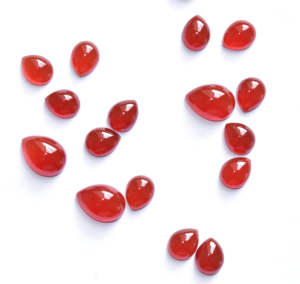 Cabujón calibrado de pera de ónix rojo Cabujón de piedras preciosas sueltas Parte posterior plana para la fabricación de joyas 5X3 MM a 20X15 MM Ágata roja y Aqeeq. - Product Image 4