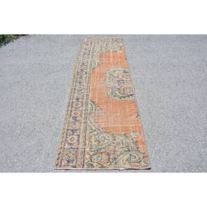 Tapis en laine turque vintage 26x87ft Orange Beige tissage plat Patchwork motif salon tapis support en Latex pour décorations de voiture - Product Image 1