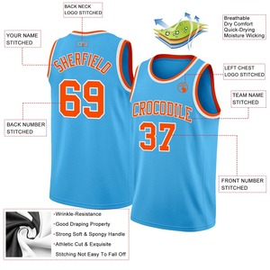Venta al por mayor en blanco último mejor sublimado Reversible personalizado camisetas de baloncesto diseño naranja y negro baloncesto Jersey uniforme - Product Image 2