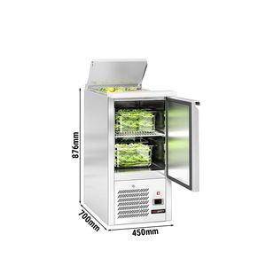 Comptoir à salades commercial ECO - 450 mm - 102 L - 1 porte - dessus ouvert pour 1 x GN 1/1 & couvercle à charnières en acier inoxydable - Product Image 2