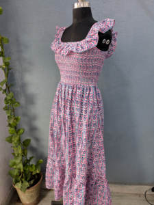 Robe d'été en coton Voile de style indien pour femmes Robe longue indienne imprimée à la main - Product Image 5