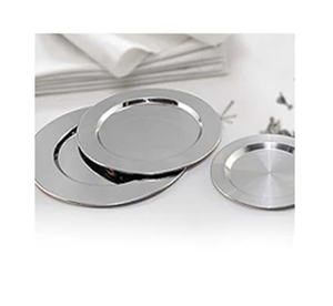 Assiette de chargement argentée, vaisselle ronde en métal en acier inoxydable, sans danger pour le chargeur, assiette, qualité supérieure - Product Image 5