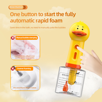 Mousseur Électrique Rechargeable pour Animaux de Compagnie, Moussoir de Bain Automatique, Design Canard Citron de Dessin Animé, Poignée Pliable Étanche, 300 ml, Salle de Bain