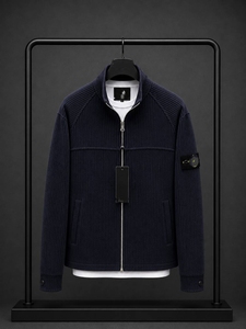 <b>Men's</b> <b>White</b> Cotton Puffer <b>Jacket</b> Stand Collar Zipper Closure Casual Knitted Solid Color Winter Wear Waterproof Nonwoven Front - Product Image 3