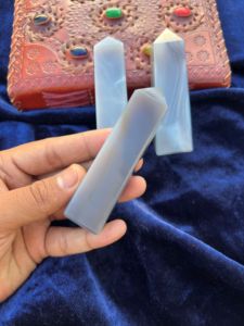 หินอาเกตคริสตัลอาเกตลูกไม้สีฟ้าธรรมชาติหินควอตซ์ขัดเงาสำหรับความรักเรกิฮวงจุ้ยและของตกแต่งบ้าน - Product Image 3