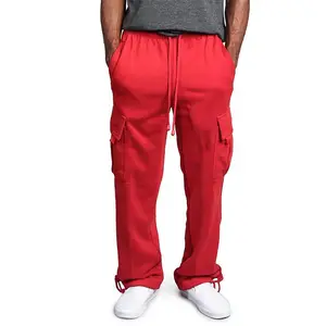 Herren Casual Cargo Pants Herren Pocket Loose Straight Pants Elastische Arbeits hose Jogger Herren Straight Sweat pants