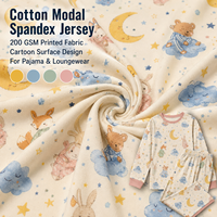 Tela de Algodón Modal Spandex con Estampado de Cuentos para Ropa de Estar por Casa, Proveedor de Tela Elástica de Punto por Rollo