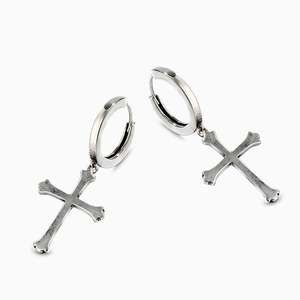 Boucles d'oreilles pendantes Jeulia Sinner Cross en argent sterling - Product Image 2