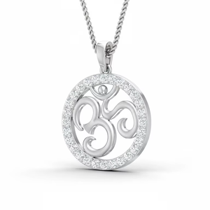 Women's 14K Gold & Natural Diamond-Border Om Locket Pendant - Product Image 1