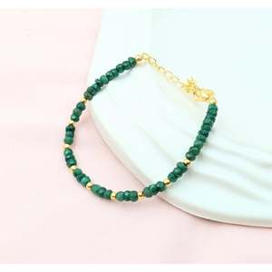 Bracelet tennis en or 18 carats plaqué or avec émeraudes, diamant en forme de cœur et perle d'eau douce, style religieux, bijoux en or rose - Product Image 2