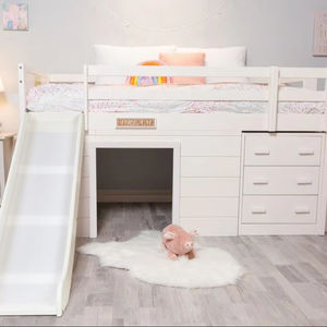 Space-Saving Modern Style Solid Wood Kids Bunk <b>Bed</b> Built-in Storage Slide Ladder Comfortable Twin Bedroom Furniture <b>Ready</b> - Product Image 1