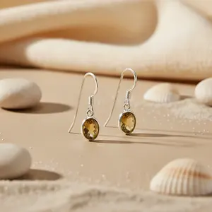 Boucles d'oreilles vintage en argent sterling 925, motif floral émeraude taille poire, tendance or rose, bijoux en pierres précieuses pour le quotidien et les fiançailles - Product Image 2