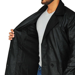 Nouvel arrivage Trench-coat en cuir à manches longues pour hommes, coupe confortable, veste longue en cuir pour hommes, prix de gros d'automne à simple boutonnage - Product Image 6