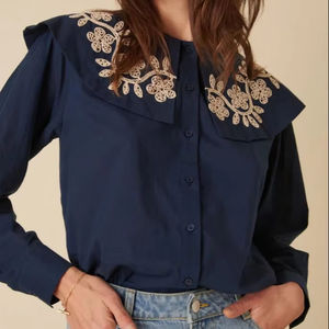 Vente chaude femmes ukrainien brodé meilleure qualité Blouse Floral à manches longues décoration manches longues naturel écologique - Product Image 1