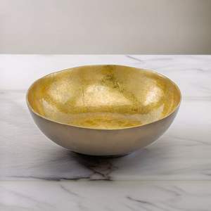 <b>Metal</b> Gold Serving <b>Bowl</b> with Floral Design Kitchenware Salad Serving <b>Bowl</b> for Home Decor Round <b>Bowl</b> for Serve Fruit - Product Image 1