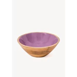 Tazón para Servir Hecho a Mano de Madera de Mango con Interior de Esmalte Morado Brillante, Vajilla Moderna, Tazón Decorativo para Ensaladas - Product Image 2