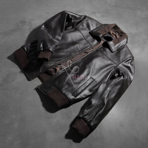 Blouson aviateur en cuir marron unisexe classique authentique à fermeture éclair, style décontracté streetwear, vêtement d'extérieur en toile personnalisé - Product Image 5