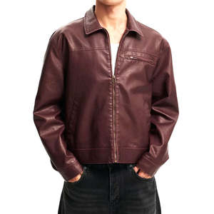 Veste en cuir pour homme, style col montant, fermeture éclair intégrale, design personnalisé, dernier design, style unique, vêtements pour adultes - Product Image 1