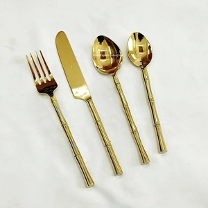Juego de cubiertos de oro brillante de acero inoxidable caro con mango real para el hogar y hoteles, juegos de cubiertos de vajilla de mesa - Product Image 6