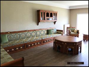 Design d'intérieur Majlis arabe, design classique moderne, ensemble élégant pour salon, sièges d'angle luxueux, design gain de place - Product Image 1