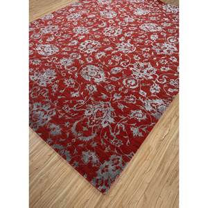 Alfombra Kavi Red Floral Chaos Theory, Tejida a Mano con Lana y Seda de Bambú, 9x12, para Decoración de Sala de Estar, Grosor de 10 mm, Esk-623, Naranja y Rojo - Product Image 2