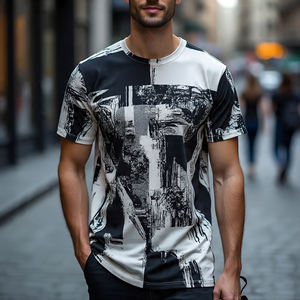 Camisetas estampadas de gran tamaño para hombre, camisetas holgadas con cuello redondo y hombros caídos, camisetas de manga corta para correr para hombre - Product Image 6