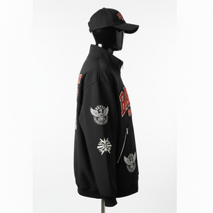 Premium Softshell Jacket <b>Black</b> Red Chenille Embroidery Custom Logo Heavy Warm Fabric Streetwear Style Softshell Jacket for man - Product Image 4