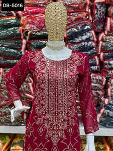 ชุดสูทสไตล์อินเดียและปากีสถานสำหรับผู้หญิงสไตล์ salwar kameez พร้อมด้วยผ้าจอร์เจียเทียมแท้ Dupatta งานออกแบบลำดับ - Product Image 6