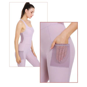 High Waisted Leggings & <b>Long</b> <b>Sleeve</b> <b>Top</b> <b>Gym</b> Fitness Sets Wholesale New Seamless Activewear Women Fitness Set For Yoga Wear - Product Image 4