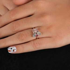 Moissanita de corte esmeralda rosa, anillo de promesa de racimo de diamantes de ventisquero único, regalo de fiesta de boda o aniversario Original de plata 925 - Product Image 1