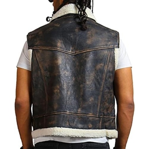 Gilet de motard en cuir de vachette ciré pour homme, coupe traditionnelle, conçu pour un confort au quotidien et un look moto intemporel et épuré. - Product Image 5