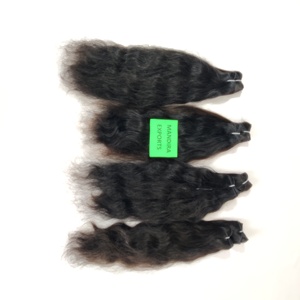 100% Machine double trame cheveux naturels vendeur soyeux faisceaux ondulés couleur noire vierge temple indien extensions de cheveux humains - Product Image 6