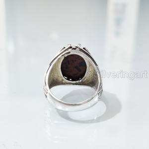 แหวนผู้ชายมาใหม่แหวนพลอยมะฮอกกานีแจสเปอร์ธรรมชาติแหวนวันเกิดทุกขนาดเครื่องประดับแต่งงานอาหรับ925แหวนเงินสเตอริง - Product Image 6