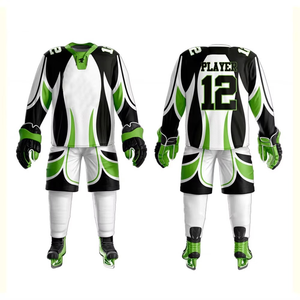 Ensembles d'uniformes de hockey sur glace sublimés respirants et antibactériens 100 % polyester de qualité supérieure pour hommes, conception personnalisée, cousus sur mesure pour les joueurs - Product Image 1