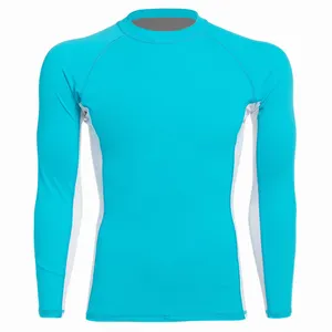 Plain Dyed Rash Guards For Men's Long Raglan Sleeves Polyester Spandex Made Compression Shirts For Boys