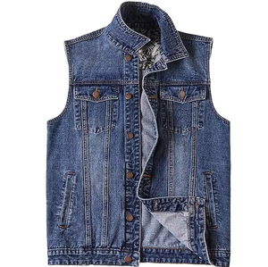 Gilet en jean unisexe à capuche pour homme et femme, nouveau design tendance, sans manches, style cowboy, fourni directement par l'usine - Product Image 1