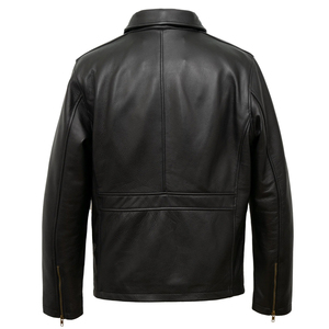 2025 Wholesale Cow Skin Zipper <b>Jacket</b> Men Winter Coat Men's Fashion Turn-down Collar Loose Casual Waterproof Breathable Front - Product Image 2