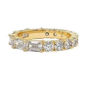 Alliance de mariage en or 10 carats de luxe avec diamants en moissanite de forme ronde, bijoux élégants pour fiançailles et fêtes, cadeau pour femmes - Product Image 1