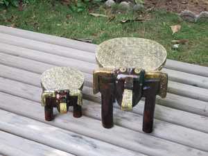 Tabouret éléphant en bois fait main décoratif sculpté à la main pièce d'art finition naturelle élégante idéale pour le bureau à domicile et les cadeaux - Product Image 5