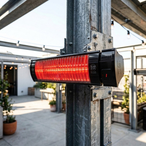 ELCON EIR RC 2000 เครื่องทำความร้อนอินฟราเรดไฟฟ้าควบคุมด้วยรีโมท 2000W IP55 ทนทานต่อสภาพอากาศ อลูมิเนียมสีดำ ขนาดกะทัดรัด 590 มม. - Product Image 3