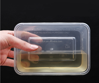 Boîte à lunch rectangulaire jetable en plastique de 500 ml et 1000 ml, compatible micro-ondes, en PP moulé par injection, avec couvercles, vente en gros