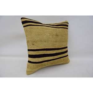 Subtle Striped <b>Vintage</b> Floral Kilim Patchwork Wool Pillow 14x14 Inch Woven Silk Decorative Cushion Portable <b>Bedding</b> - Product Image 2