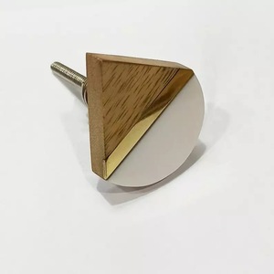 Poignée de porte en marbre poli blanc, pierre géométrique, poignée de placard en bois et laiton, nouveau style, tirette de tiroir, armoire, Europe, sculptée - Product Image 6