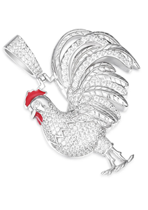 จี้รูปไก่ VVS Moissanite เครื่องประดับรูปสัตว์ที่ไม่เหมือนใคร พร้อมทอง 14K และการชุบโรเดียม ดีไซน์ฮิปฮอปทันสมัย เหมาะสำหรับเป็นของขวัญ - Product Image 3