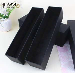 Caja de regalo de papel rígido rectangular larga, negra mate, personalizada de fábrica, para ramo de flores, paraguas, reloj, bolígrafo, cinturón, tubo de vino - Product Image 2