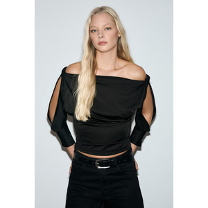 Chemisier femme GRIMELANGE MARKEY en tissu extensible avec détail fente sur la manche - Product Image 2