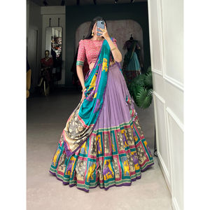 FashionHarbour Venta al por mayor Tussar Seda Estilo Bollywood Lehenga Choli con Dupatta Ropa de verano tradicional para fiestas - Product Image 1