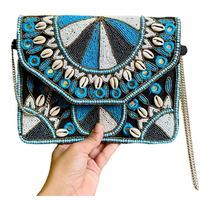 Bolso de mano de concha de vaca con cuentas de último diseño para mujer, hecho en La India, cierre abierto, alto precio al por mayor de exportación - Product Image 1