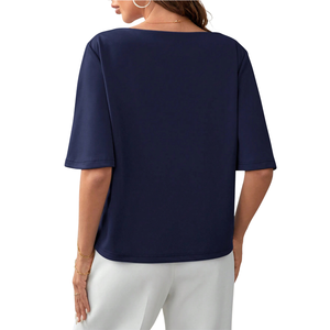 Womens Casual Loose Fit Half Sleeve Tank <b>Tops</b> Solid Color Crew Neck Soft Knit Breathable Everyday Fashion Blouse Spring Summer - Product Image 2